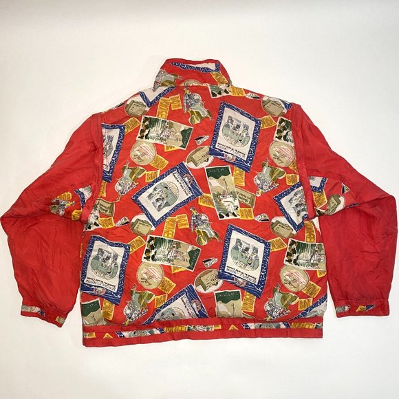 Vintage EVR Div Rousso Apparel Group Red Silk Print Quilted Sleeves Jacket Sz M - Picture 5 of 11
